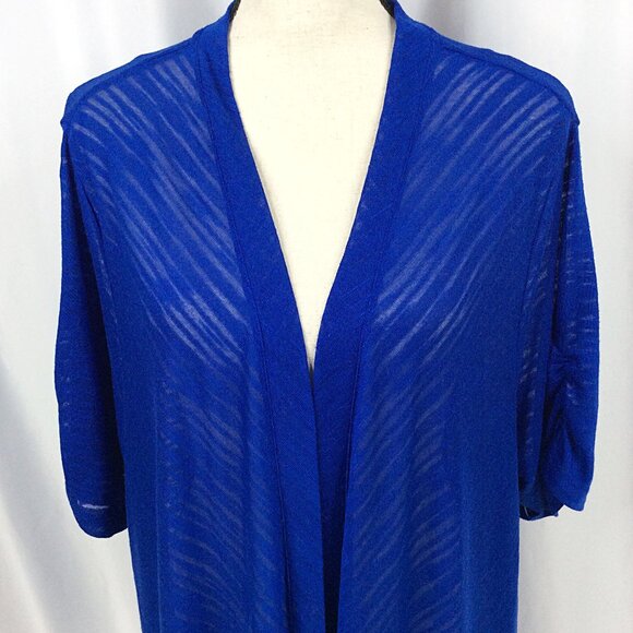 Catherines Open Cardigan Sweater Womens Plus Size 3X 26/28W Blue Short Sleeve - Picture 5 of 7